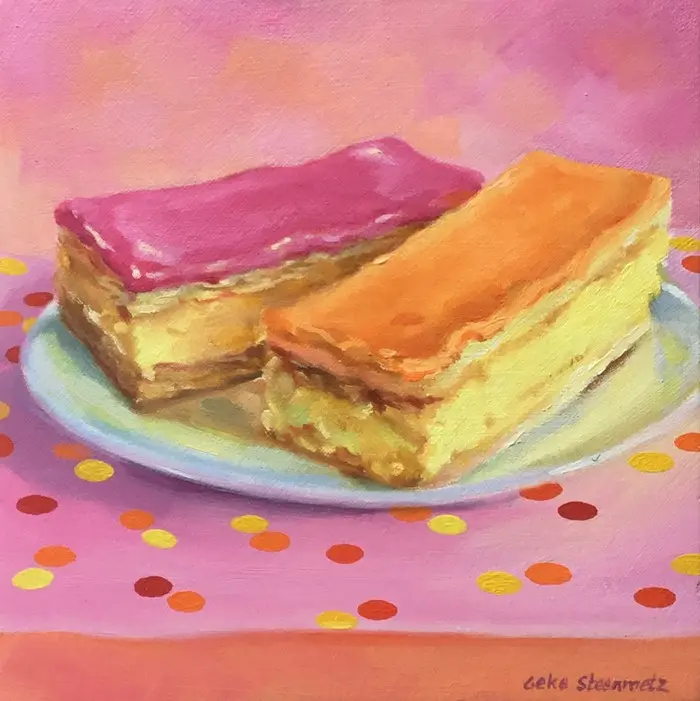 Geke Steenmetz, Echt HEMA, 210 euro, Oil on panel in wooden frame, 15x15 cm