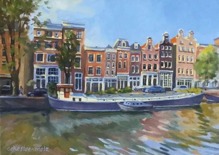 Geke Steenmetz, Gelderse kade, 250 euro, Oil on panel in wooden frame, 13x18 cm