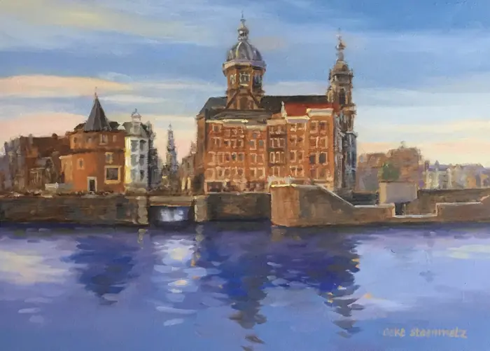 Geke Steenmetz, Munt, 250 euro, Oil on panel in wooden frame, 13x18 cm