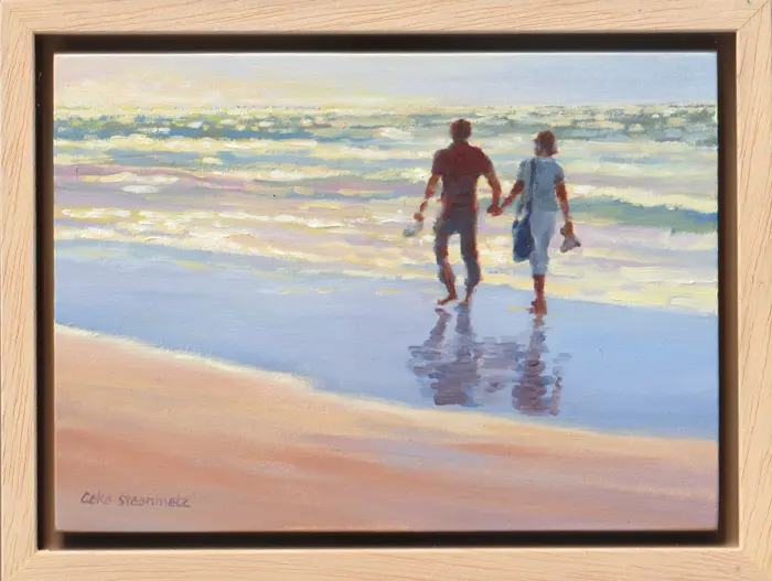 Geke Steenmetz, Ondergaande zon, 195 euro, Oil on panel in wooden frame, 13x18 cm cm
