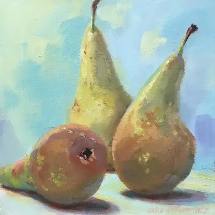 Geke Steenmetz, Peren, 150 euro, Oil on panel, unframed, 15x15 cm