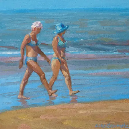 Geke Steenmetz, Qualitytime, Oil on wood, 15x15 cm, €.145,-