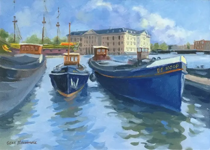 Geke Steenmetz, Scheepvaartmuseum, 250 euro, Oil on panel in wooden frame, 13x18 cm