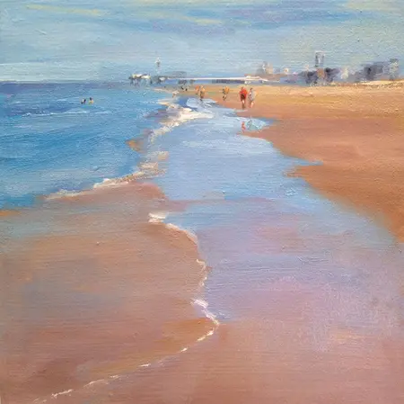 Geke Steenmetz, Scheveningen, Oil on wood, 15x15 cm, €.110,-