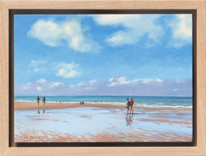 Geke Steenmetz, Strand, 190 euro, Oil on panel in wooden frame, 13x18 cm