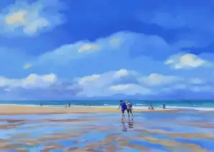 Geke Steenmetz, Strandwandeling 1, 195 euro, Oil on panel in wooden frame, 13x18 cm