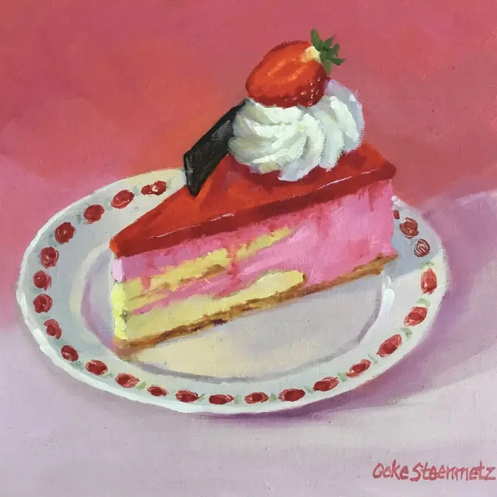 Geke Steenmetz, Taart, 150 euro, Oil on panel, unframed, 15x15 cm