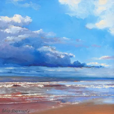 Geke Steenmetz, Texel Holland, Oil on wood, 15x15 cm, €.110,-