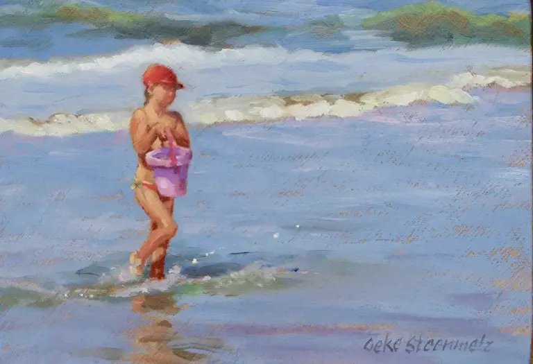 Geke Steenmetz, Waterdraagster, 9x13, Oil on panel in black wooden frame, €.145,-