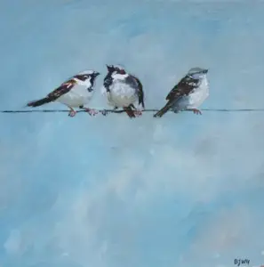 Barbara Wichers Hoeth, 3 mussen, Oil on panel, 30x30 in wooden frame, €.400,-
