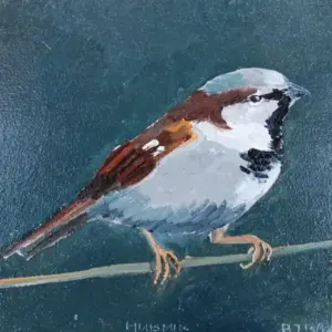 Barbara Wichers Hoeth, Huismus, Oil on wood, 12x12 cm, €.125,-