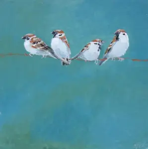 Barbara Wichers Hoeth, Ringmussen, Oil on panel, 30x30 cm in simple wooden frame, €.400,-