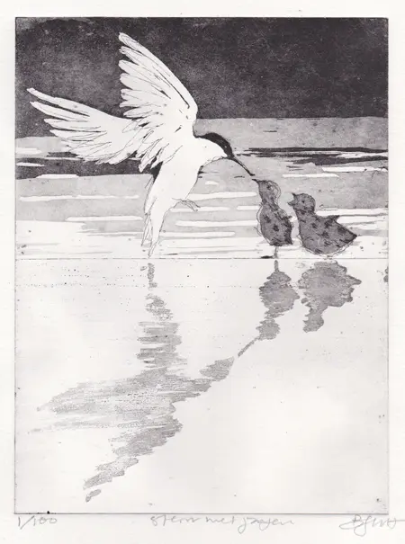 Barbara Wichers Hoeth, Stern met jongen, 225 euro, Etching in frame with glass, 30x26 cm incl. frame