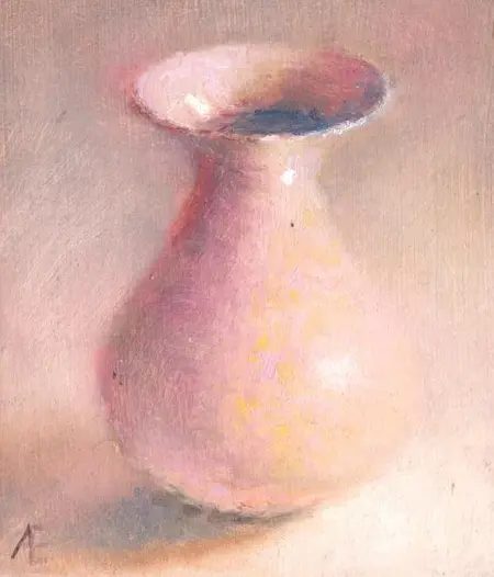 Anneke Elhorst, Rose vaasje, 220 euro, Oil on panel, 12x10x3 cm
