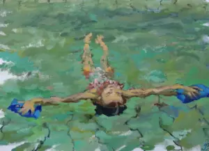 Irma Braat, Blauwe Blokjes, Oil on canvas, 30x40 cm, €.375,-