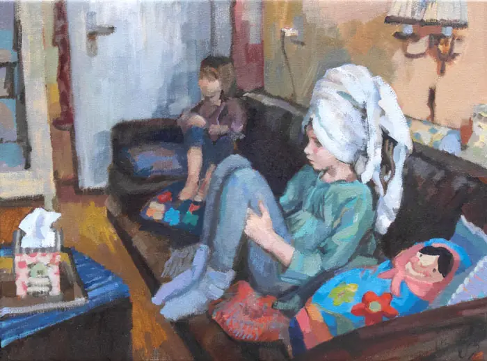 Irma Braat, Handdoekhaar, Oil on canvas, 30x40 cm, €.400,-
