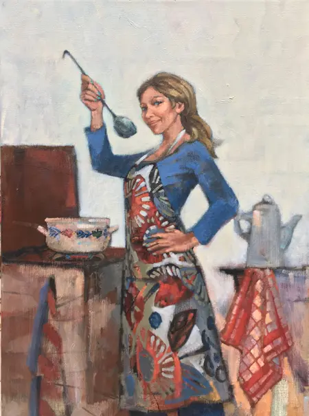 Irma Braat, Kokkin, Oil on canvas, 70x50 cm, €.600,-