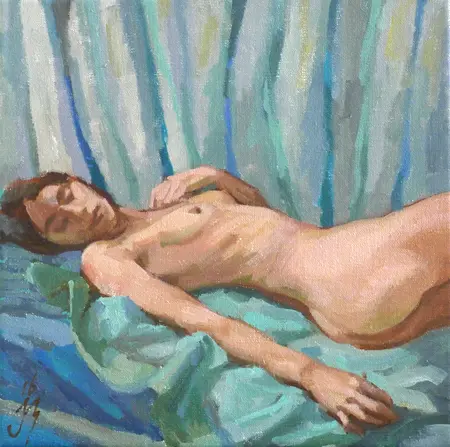 Irma Braat, Naast Haar, Oil on canvas, 24x24 cm, €.180,- euro