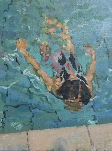 Irma Braat, Onder Water, Oil on canvas, 40x30 cm, €.375,-