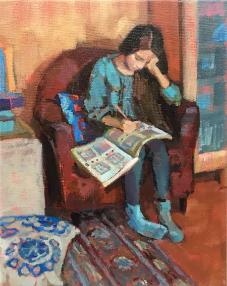 Irma Braat, Puzzelaar, Oil on canvas, 30x24 cm, 275,-