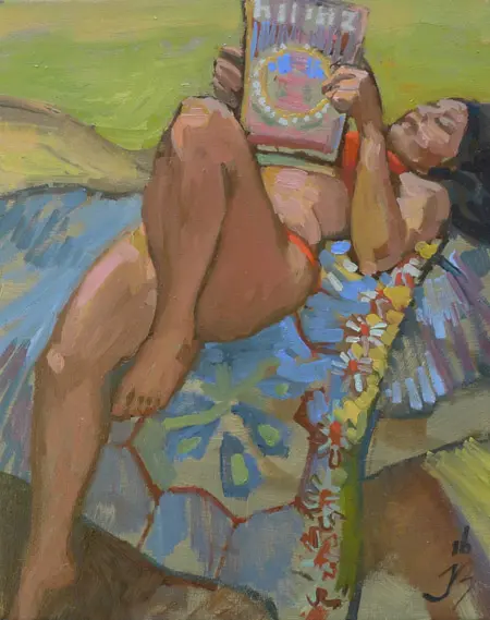 Irma Braat, Rode Bikini, Oil on canvas, 30x20 cm, €.250,-