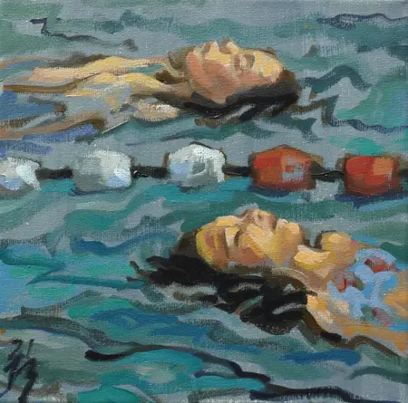 Irma Braat, Rugslag, Oil on canvas, 20x20 cm, €.250,-