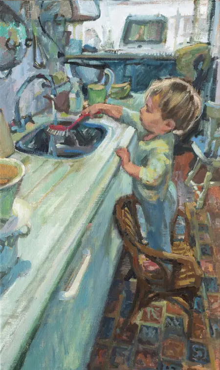 Irma Braat, Waterspelen, Oil on canvas, 50x30 cm, €.525,-