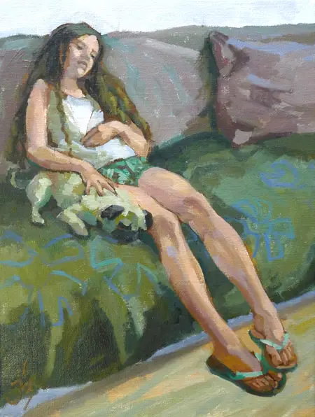 Irma Braat, Zomermiddag, Oil on canvas, 40x30 cm, €.350,-