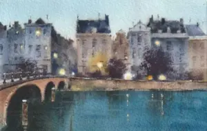 Jan Thiecke, Herengracht Amsterdam, 125 euro, Watercolour on paper in mount, unframed, 15x10 cm