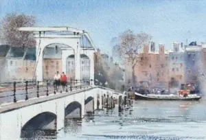 Jan Thiecke, Magere Brug Amsterdam, 150 euro, Watercolour on paper in frame, 13x19 cm