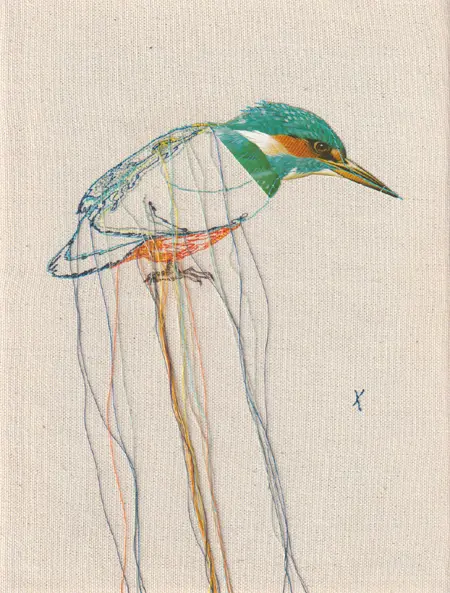 Judith Koning, IJsvogel 1, 125 euro, Mixed media on canvas, unframed, 24x18 cm