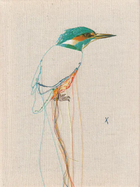Judith Koning, IJsvogel 2, 125 euro, Mixed media on canvas, unframed, 24x18 cm