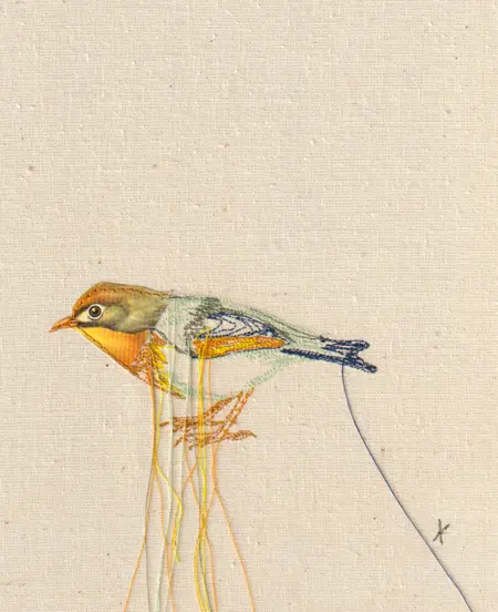 Judith Koning, Japanse Nachtegaal, 125 euro, Mixed media on canvas, 18x24 cm