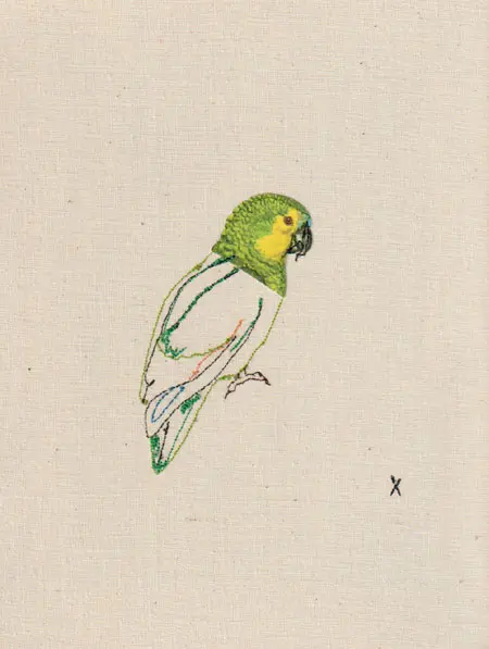 Judith Koning, Papegaai, 125 euro, Mixed media on canvas, unframed, 24x18 cm