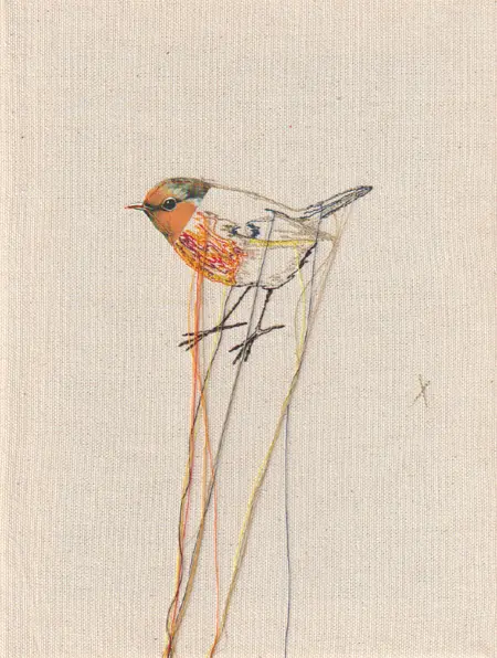 Judith Koning, Roodborstje 1, 125 euro, Mixed media on canvas, unframed, 24x18 cm