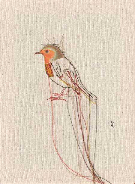 Judith Koning, Roodborstje 3, 125 euro, Mixed media on canvas, unframed, 24x18 cm