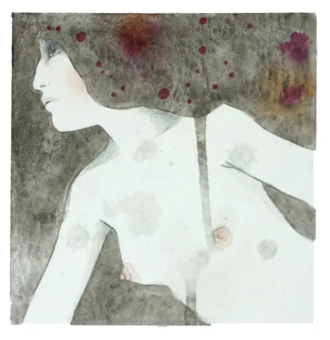 Karine Stader, Aerial, Graphite and collage on paper, Image 10x10 cm on 30x20 cm paper (unframed), €.90,-