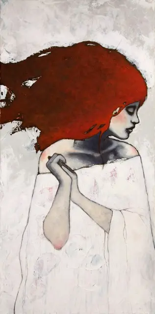 Karine Stader, Coeur Volcan, Mixed media on canvas, 70x50 cm, €.1225,-
