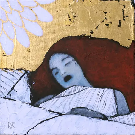 Karine Stader, Dormeuse, Mixed media on canvas, 20x20 cm, €.180,-