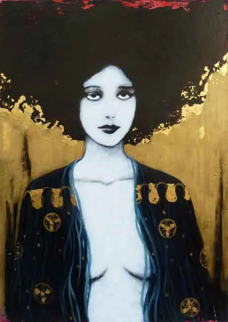 Karine Stader, Jade, Mixed media on canvas, 70x50 cm, €.1225,-
