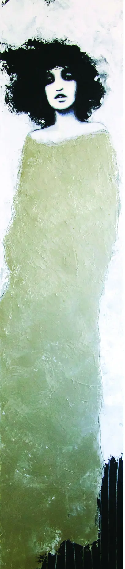 Karine Stader, Lady Shadow 1 Goud, Mixed media on canvas, 100x20 cm, €.700,-