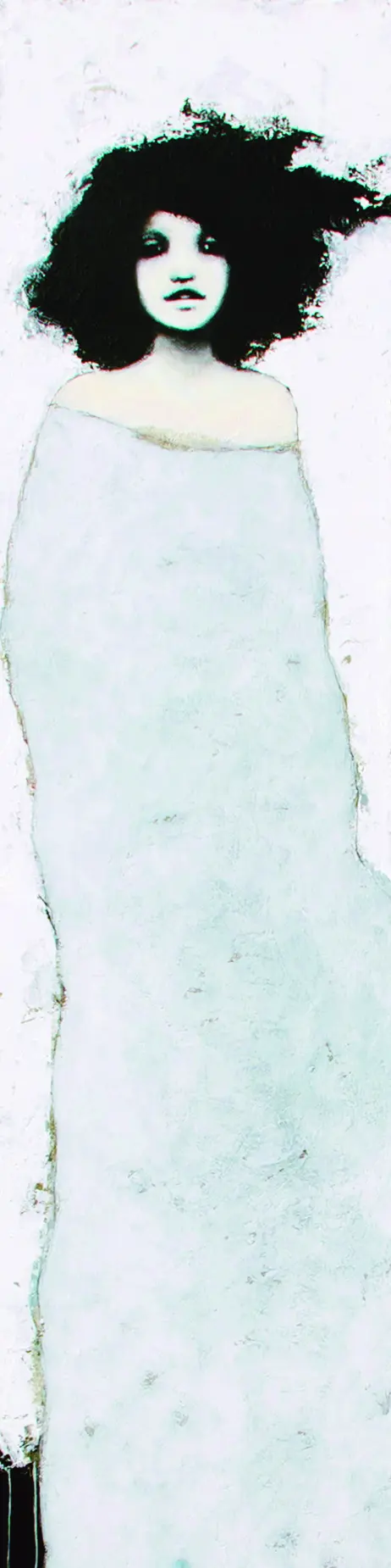 Karine Stader, Lady Shadow 1 zilver, Mixed media on canvas, 100x20 cm, €.700,-