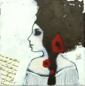 Karine Stader, Miss Poppy 2, Mixed media on canvas, 20x20 cm, €.150,-