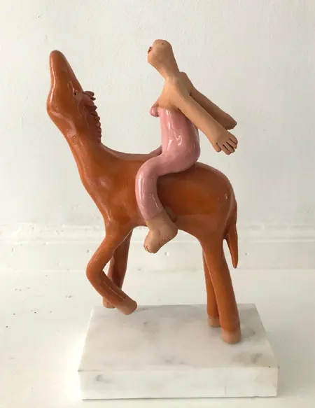 Kiki Demelinne, Paard met ruiter, Ceramic, 23x15x7 cm, €.200,-