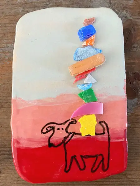 Kiki Demelinne, Tegel Hond, 100 euro, Ceramic, 10x7 cm