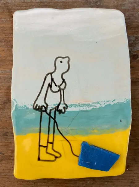 Kiki Demelinne, Tegel Jutter, 100 euro, Ceramic, 10x7 cm