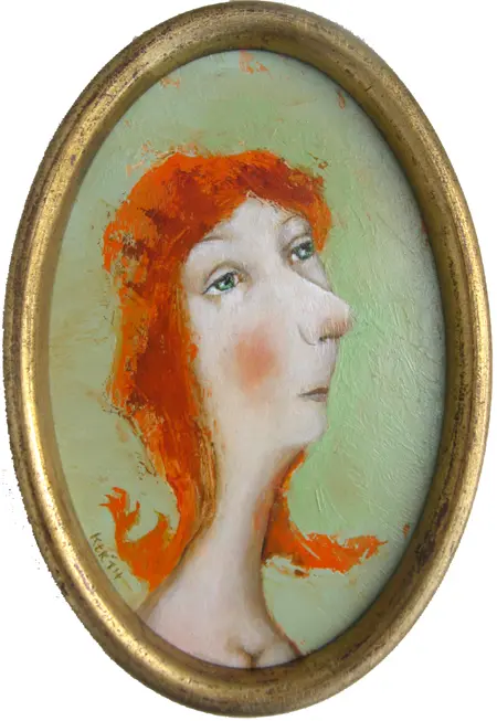 Koos ten Kate, Eefke, Oil on panel, 17x10 cm, €.175,-