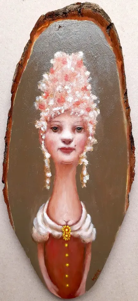 Koos ten Kate, Eloise, 170 euro, Oil on tree trunk, 30x14 cm