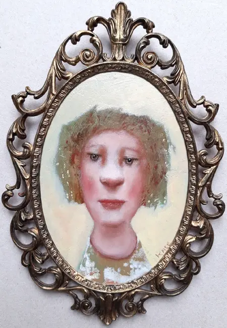 Koos ten Kate, Inez, 160 euro, Oil on cardboard in frame, 18x13 cm