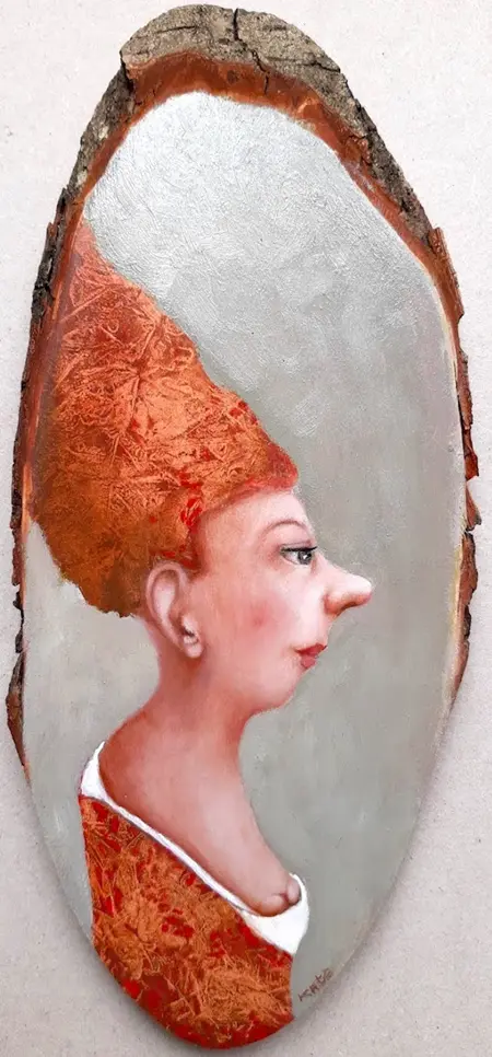 Koos ten Kate, Joelle, 170 euro, Oil on tree trunk, 30x14 cm